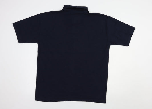Uneek Mens Blue Cotton Polo Size XL Collared Button