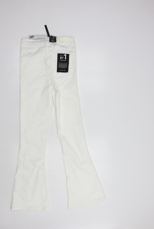 Noisy may Womens White  Cotton Flared Jeans Size 25 in L30 in Regular Button