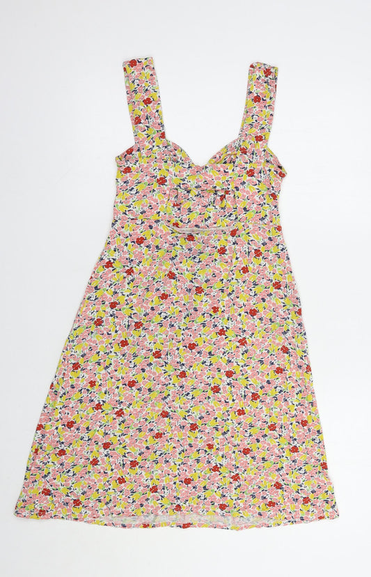 Warehouse Womens Multicoloured Floral Viscose Tank Dress Size 8 Sweetheart Pullover