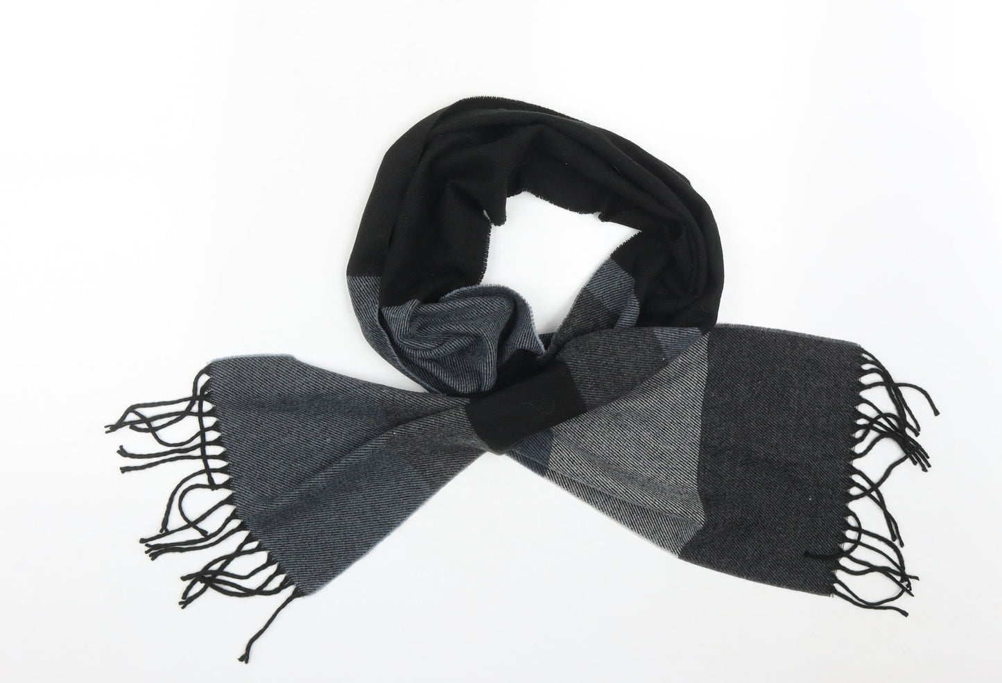 TF Mens Black Plaid Acrylic Scarf One Size