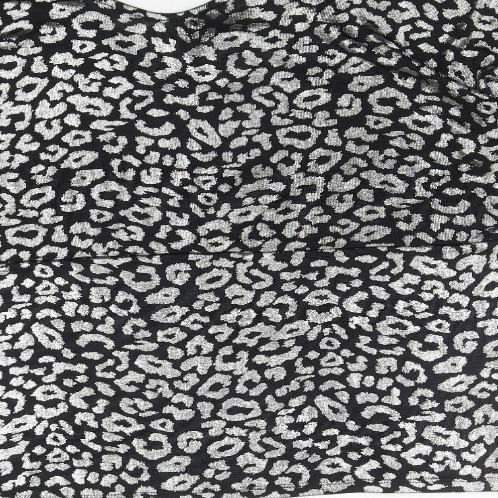 Anthology Womens Silver Geometric Polyester Basic Blouse Size 10 V-Neck