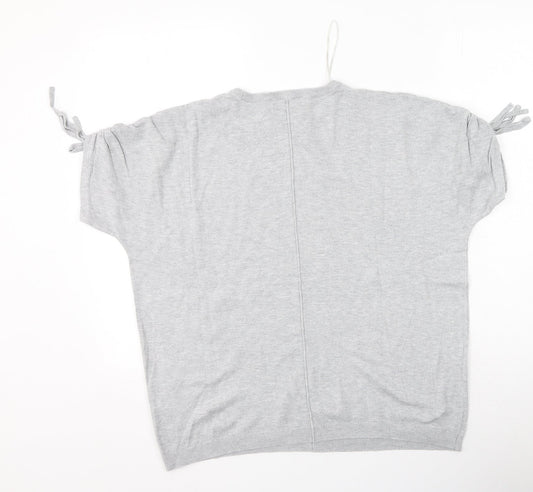 F&F Womens Grey Viscose Basic T-Shirt Size 12 Round Neck