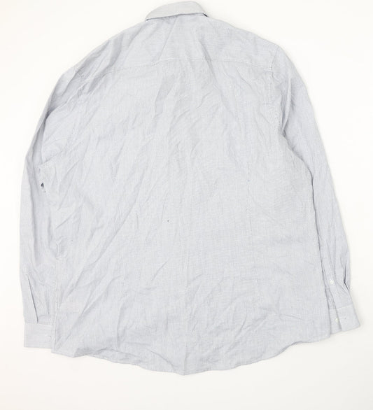 F&F Mens Blue Polyester Button-Up Size 44 Collared