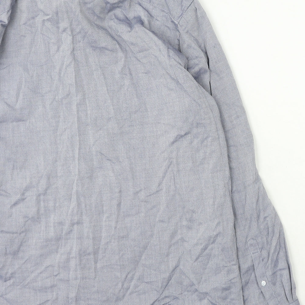 F&F Mens Blue Polyester Button-Up Size 43 Collared