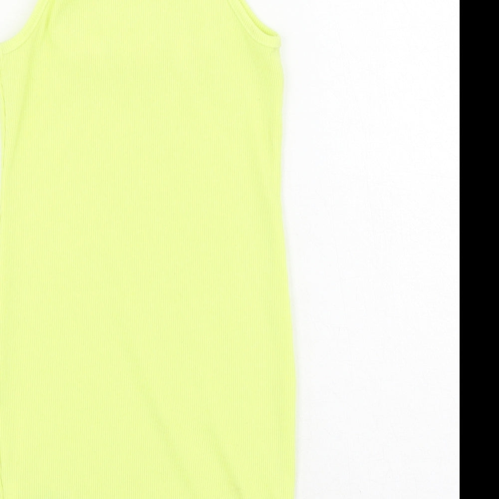 Preworn Girls Green Polyester Pencil Dress Size 5 Years Square Neck