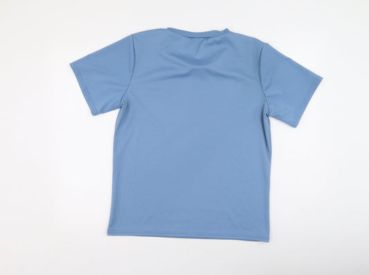 Preworn Womens Blue Polyester Basic T-Shirt Size S Round Neck