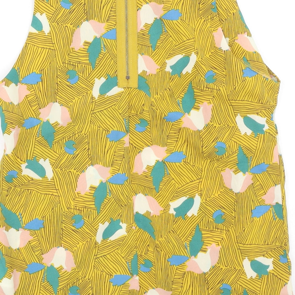 Glamours Womens Yellow Floral Polyester Camisole Tank Size 6 Round Neck