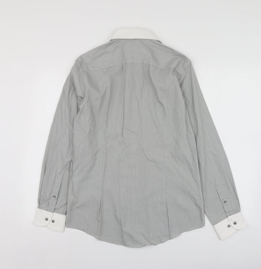 Mens UK Size S Burton Grey Button-Up Long Sleeve Casual Shirt