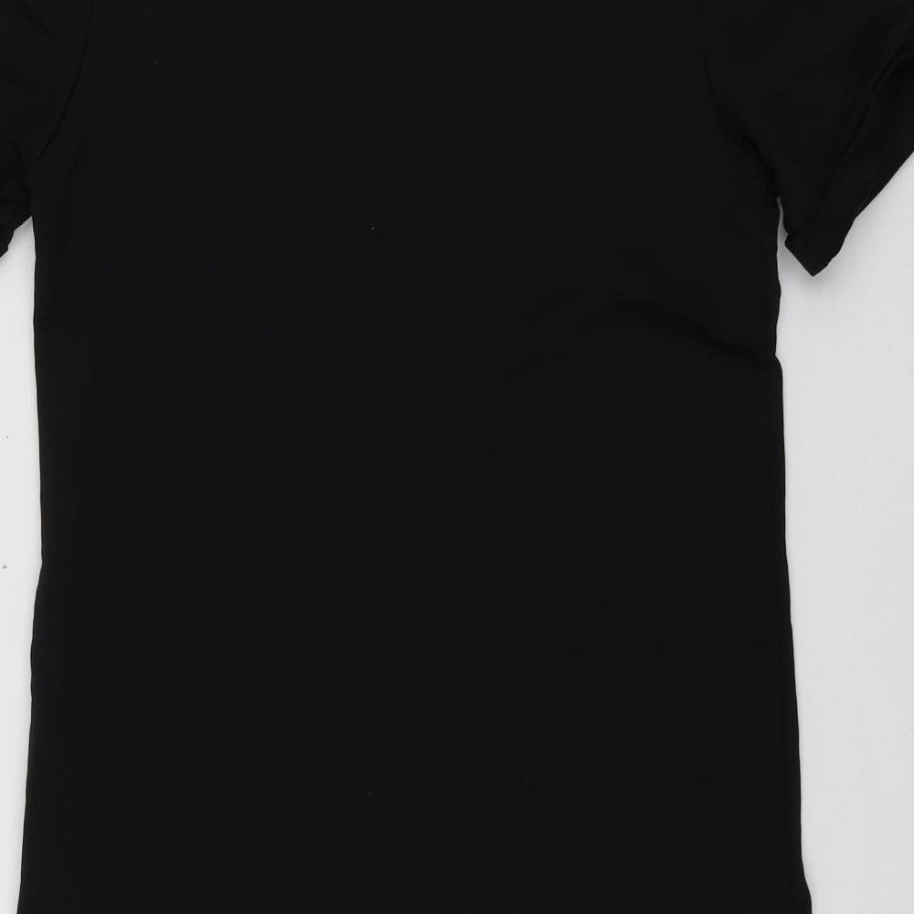 Bershka Womens Black Polyester Basic T-Shirt Size S Round Neck