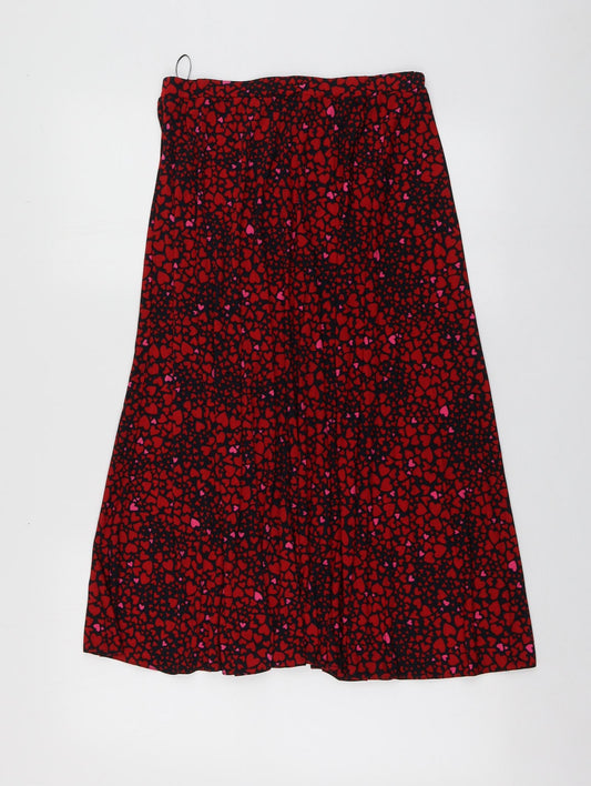 Oasis Womens Red Geometric Polyester Trumpet Skirt Size M