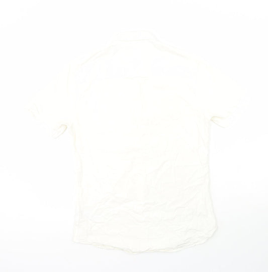 Topshop Mens White Cotton Button-Up Size M Collared