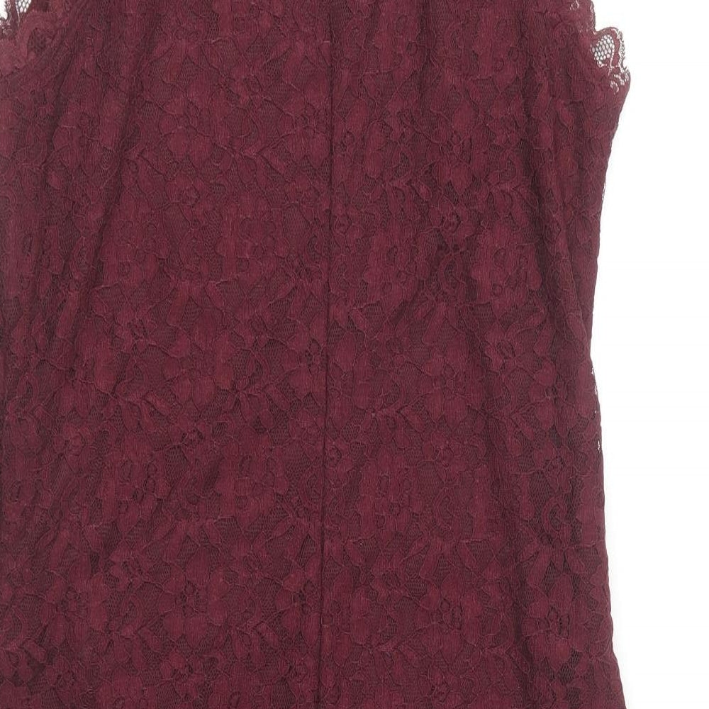New Look Womens Purple Cotton Bodycon Size 14 Square Neck