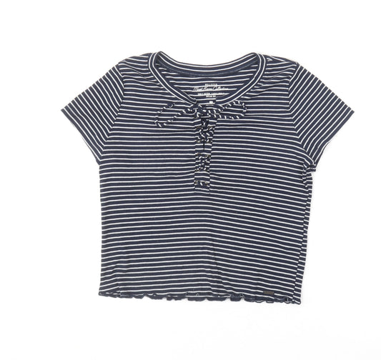 Womens UK Size M Hollister Blue Cropped T-Shirt