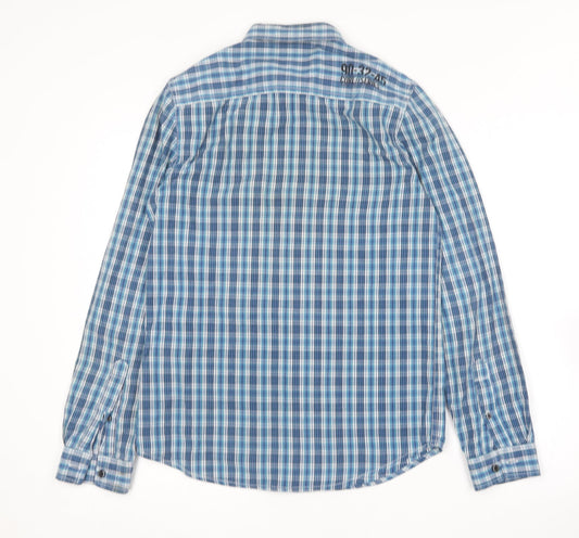 Mens UK Size S Core Series Blue Button-Up Long Sleeve Casual Shirt