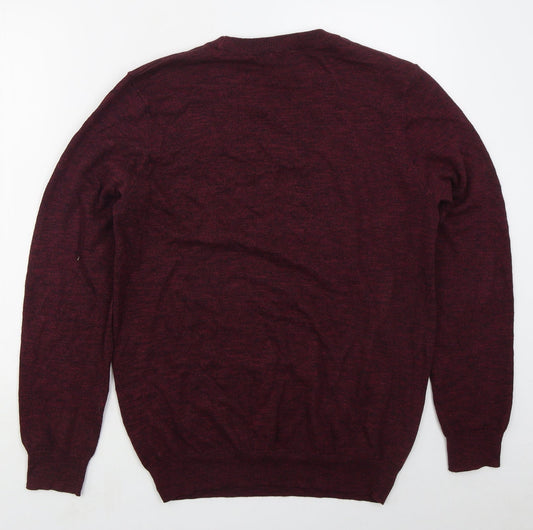 M&Co Mens Red Crew Neck Cotton Pullover Jumper Size M