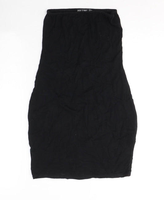 I SAW IT FIRST Womens Black Viscose Mini Size 8 Off the Shoulder Pullover