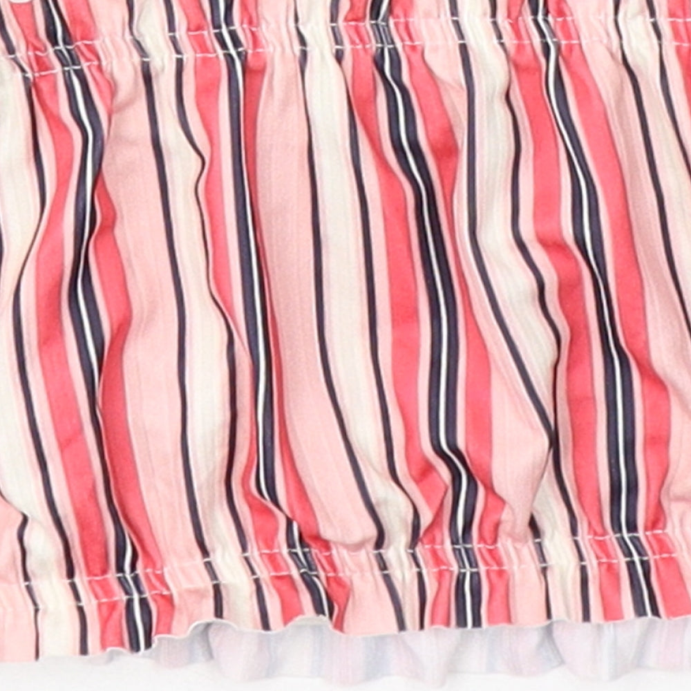 Boohoo Womens Pink Striped Polyester Cropped Blouse Size 8 Off the Shoulder