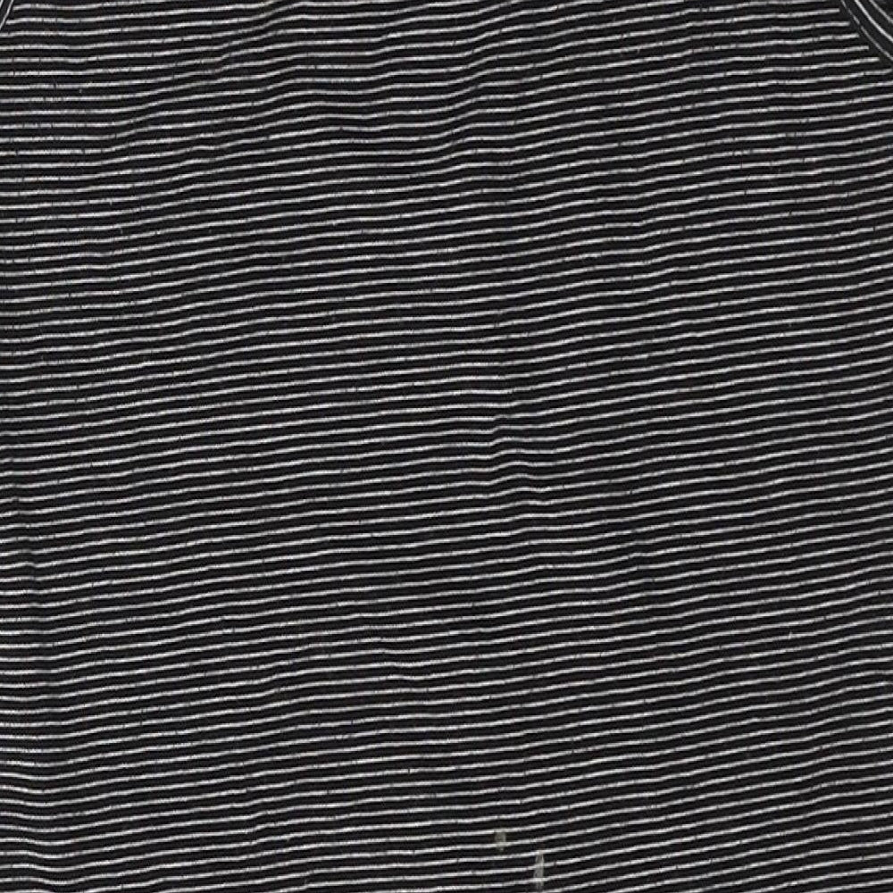 Atmosphere Womens Black Striped Cotton Bodysuit One-Piece Size 12 Button