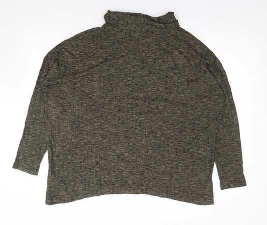 Papaya Womens Green Viscose Jersey T-Shirt Size M Roll Neck