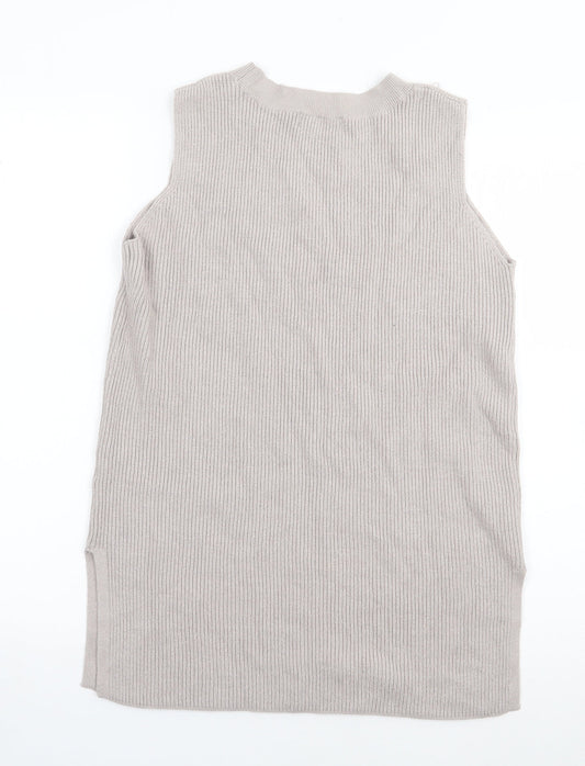 F&F Womens Beige Crew Neck Viscose Tunic Jumper Size S