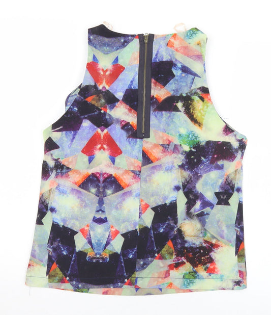Glamorous Womens Multicoloured Geometric Polyester Basic Tank Size S Round Neck