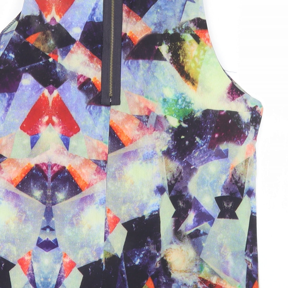 Glamorous Womens Multicoloured Geometric Polyester Basic Tank Size S Round Neck