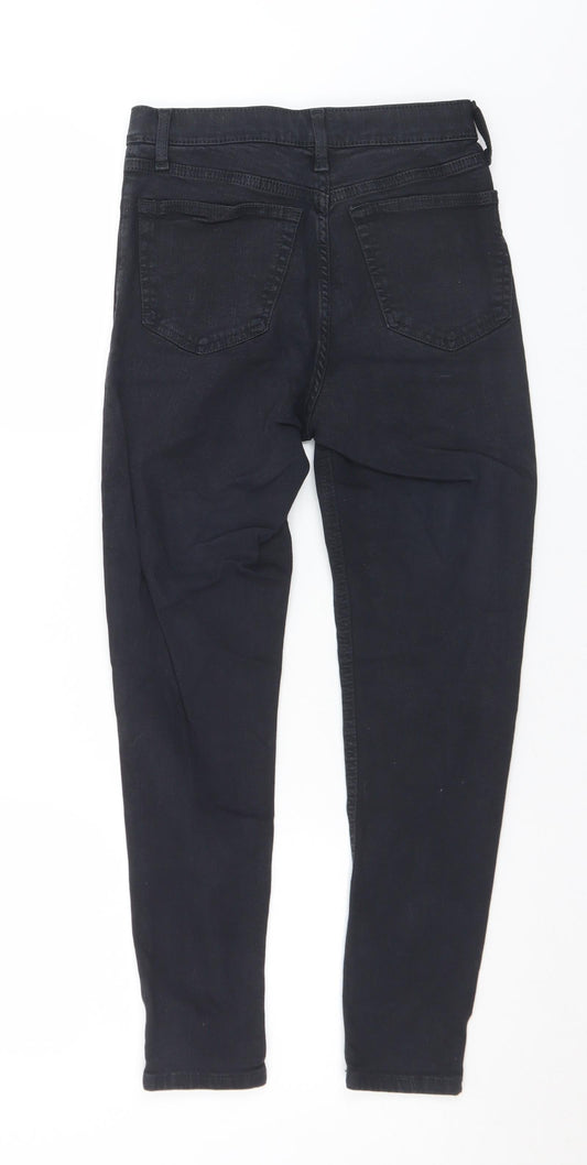 Topshop Womens Black Cotton Skinny Jeans Size 26 in L30 in Regular Button