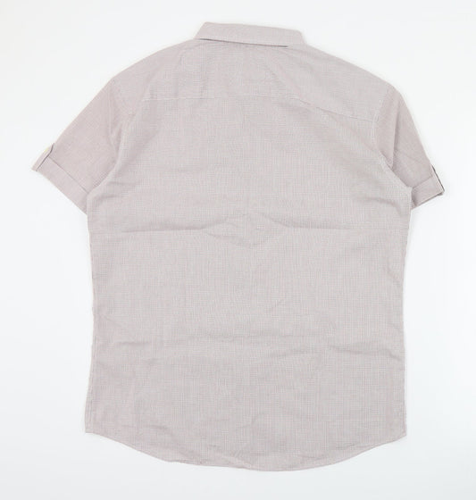 Autograph Mens Red Plaid Cotton Button-Up Size L Collared Button