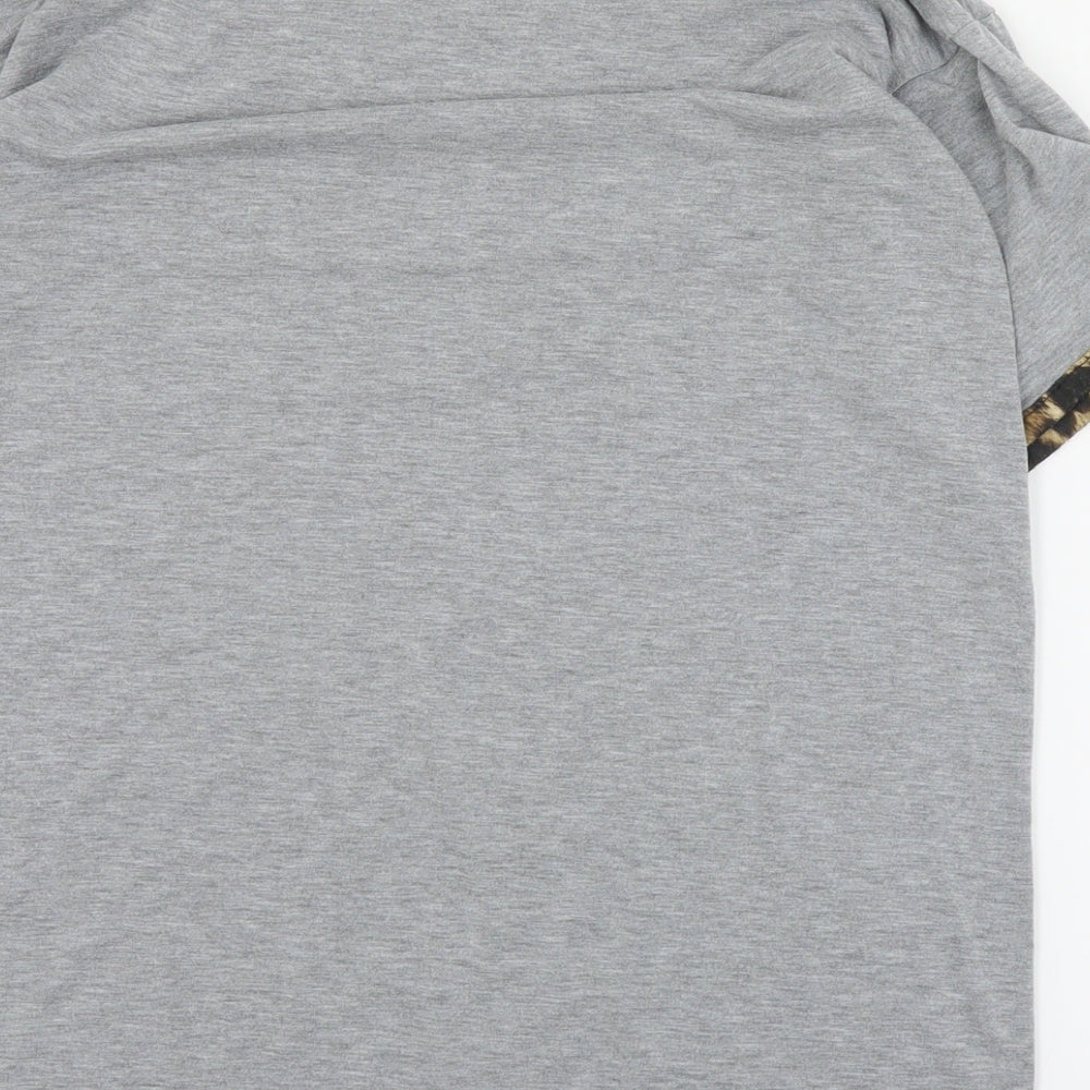 Boohoo Womens Grey Polyester Basic T-Shirt Size 8 Round Neck