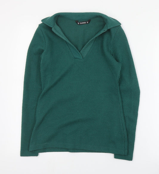Dunnes Stores Womens Green V-Neck Polyester Pullover Jumper Size XS
