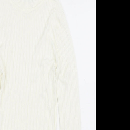 Primark Womens White Crew Neck Viscose Pullover Jumper Size 2XS