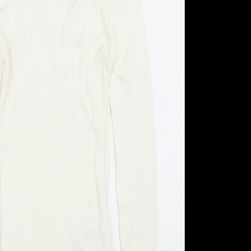 Primark Womens White Crew Neck Viscose Pullover Jumper Size 2XS
