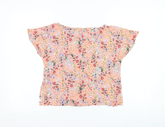 F&F Womens Pink Floral Viscose Basic Blouse Size 10 Round Neck