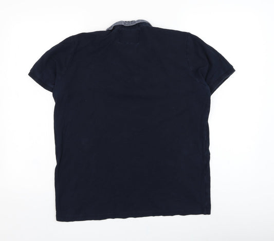 Code Mens Blue Cotton Polo Size L Collared Pullover