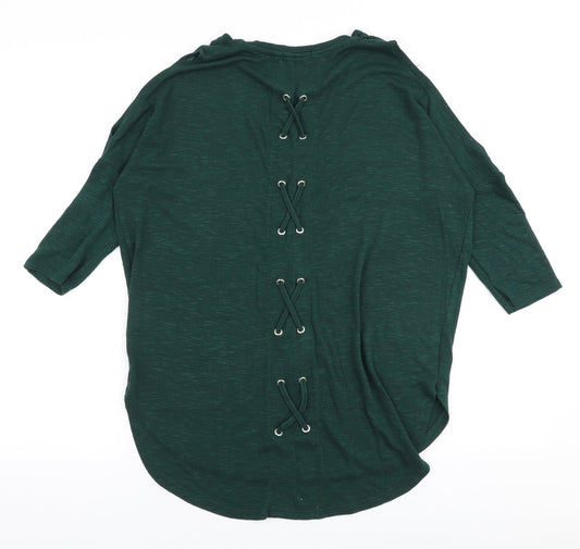 Papaya Womens Green Viscose Basic Blouse Size S Round Neck