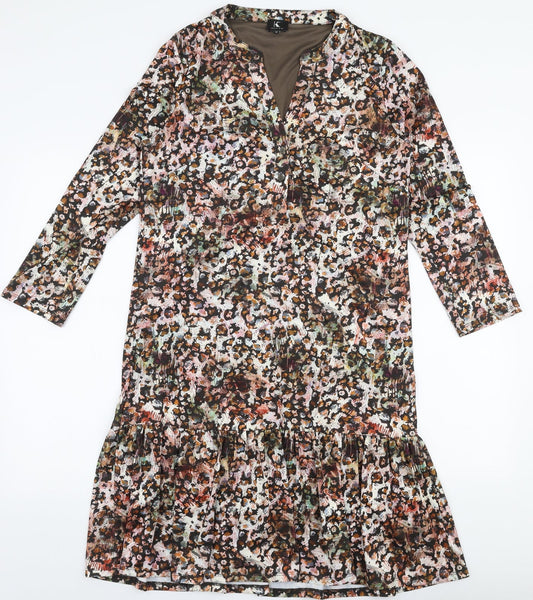 K Design Womens Multicoloured Floral Polyester Trapeze & Swing Size XS V-Neck Pullover