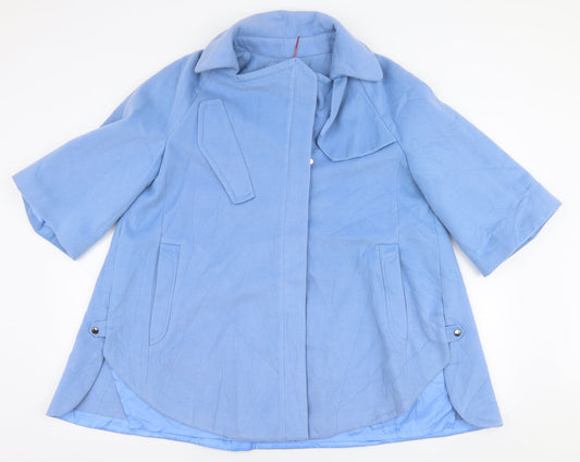 MNG Womens Blue Overcoat Coat Size 2XL Zip