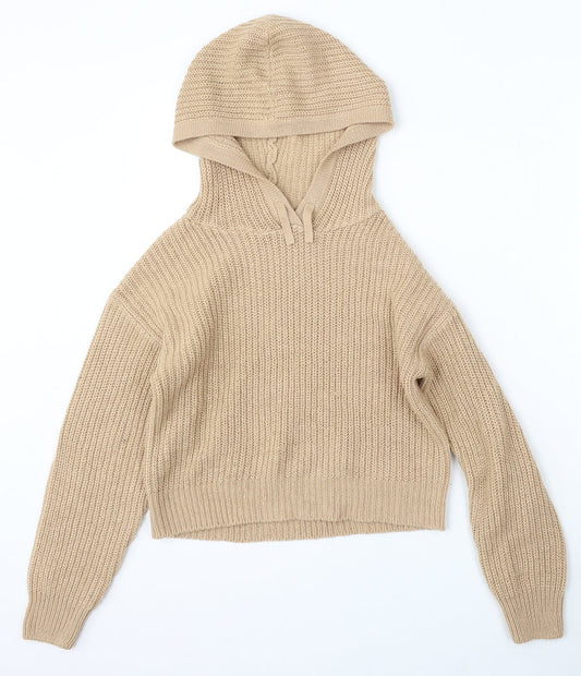 915 Generation Girls Beige Acrylic Pullover Hoodie Size 12-13 Years