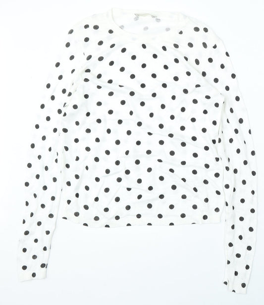 ASOS Womens White Round Neck Geometric Polyester Pullover Jumper Size M
