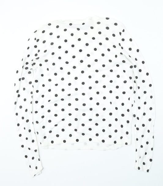 ASOS Womens White Round Neck Geometric Polyester Pullover Jumper Size M