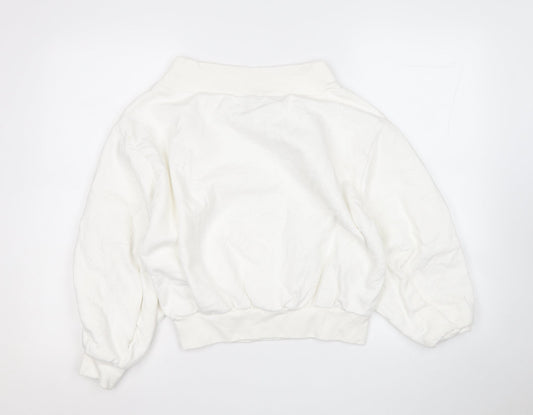 Boohoo Womens White Cotton Pullover Sweatshirt Size 6