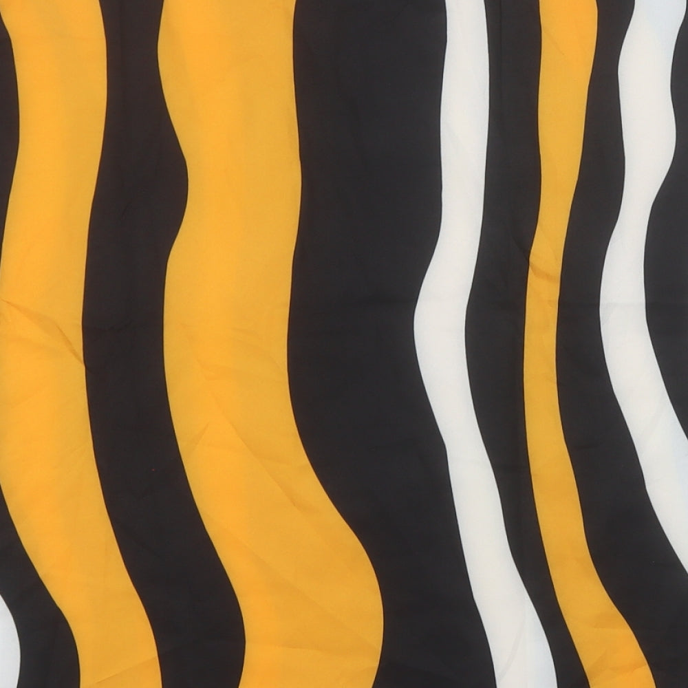 SheIn Womens Yellow Geometric Polyester Basic Blouse Size L Round Neck