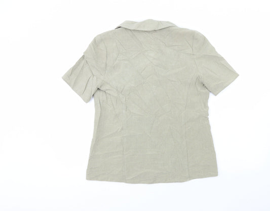 Berkertex Womens Green Polyester Basic Button-Up Size 12 Collared