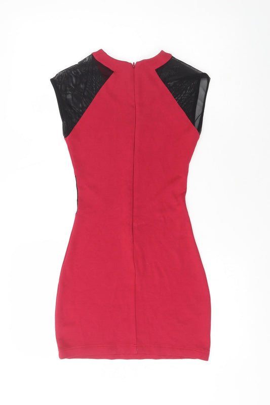 French Connection Womens Red Polyester Pencil Dress Size 6 Crew Neck