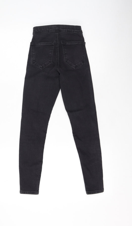Topshop Womens Grey Cotton Skinny Jeans Size 24 L28 in Regular
