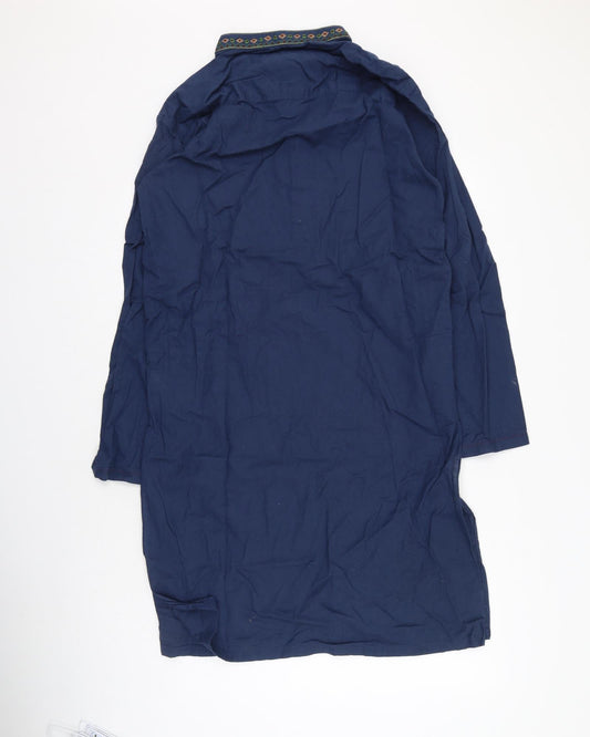 SHAHNAMEH Mens Blue Cotton Button-Up Size XS Collared