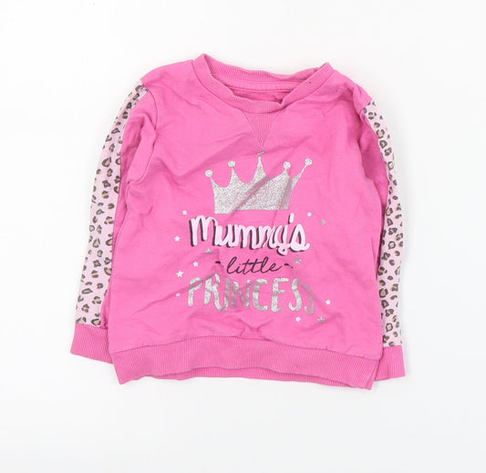 Studio Baby Pink Cotton Pullover Jumper Size 12-18 Months Pullover - Slogan