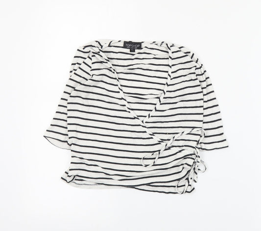 Womens UK Size 8 Topshop White Wrap Blouse
