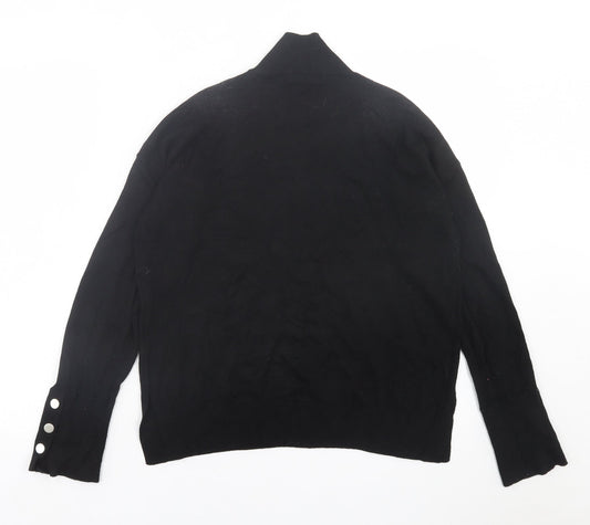 F&F Womens Black High Neck Viscose Pullover Jumper Size 12