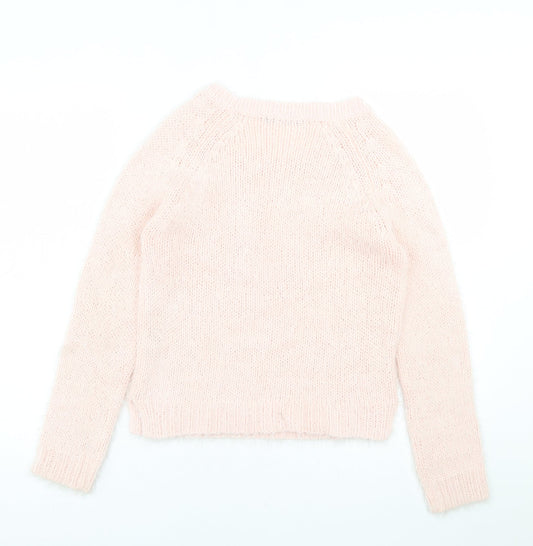 George Womens Pink Crew Neck Acrylic Pullover Jumper Size 10